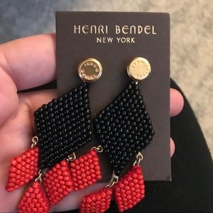 Henri bendel red triangular chandelier earrings
